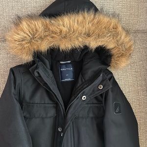Like New! Nautica winter coat with fur lined hood. VERY WARM and perfect length